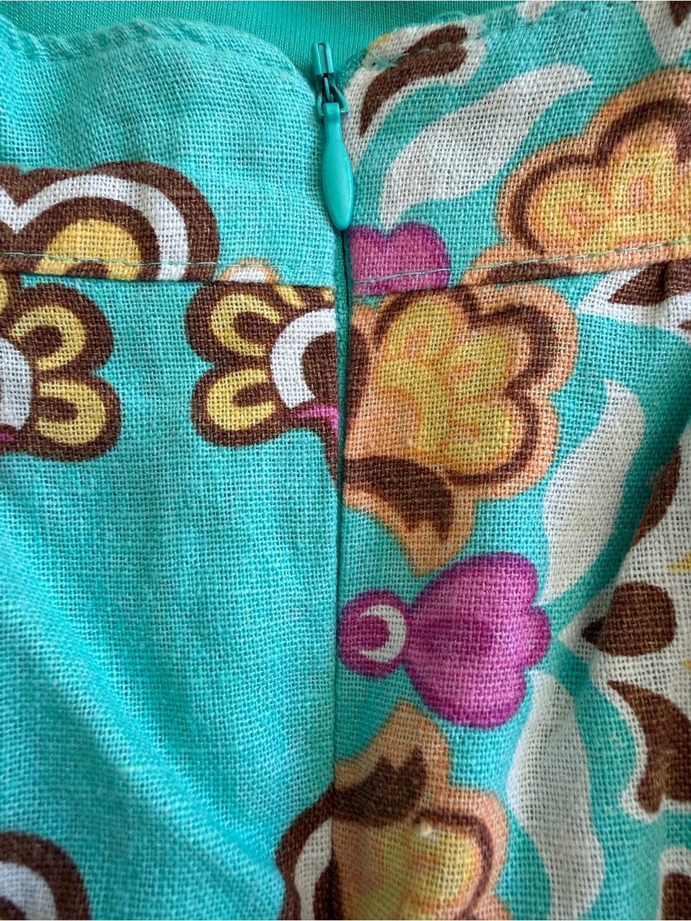 Judith March Kaleidoscope Dress Sz L, Made in USA, Linen-Blend, Turquoise - Picture 5 of 10